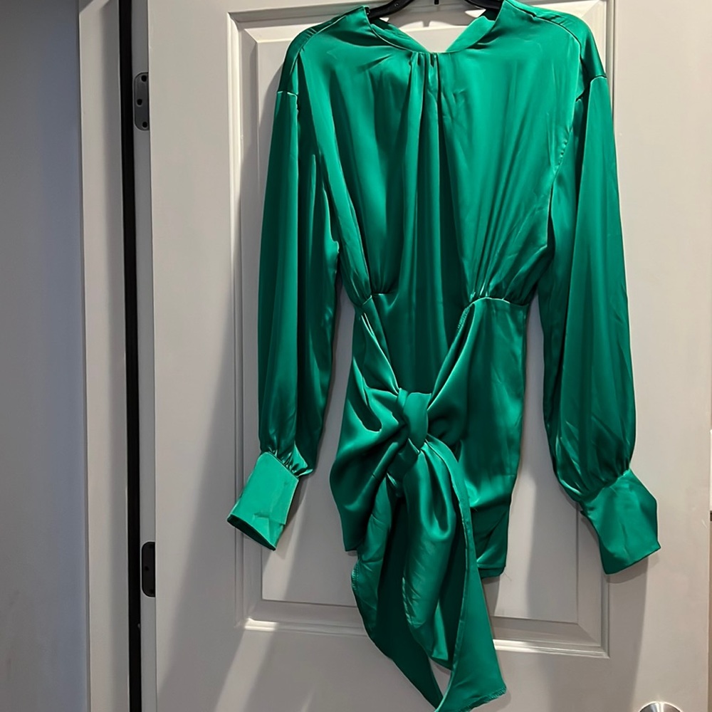 Green dress small ties in front